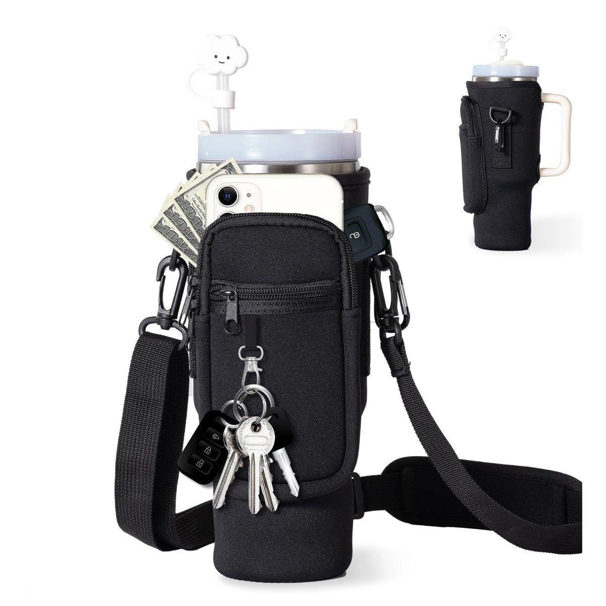 Portable Cup Sleeve Drink Holder Reusable Water Bottle Carrier Travel Bag - Grey