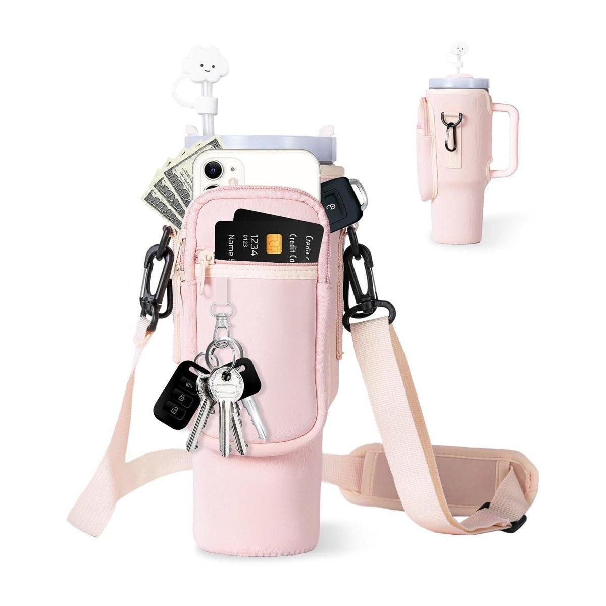 Portable Cup Sleeve Drink Holder Reusable Water Bottle Carrier Travel Bag - Grey