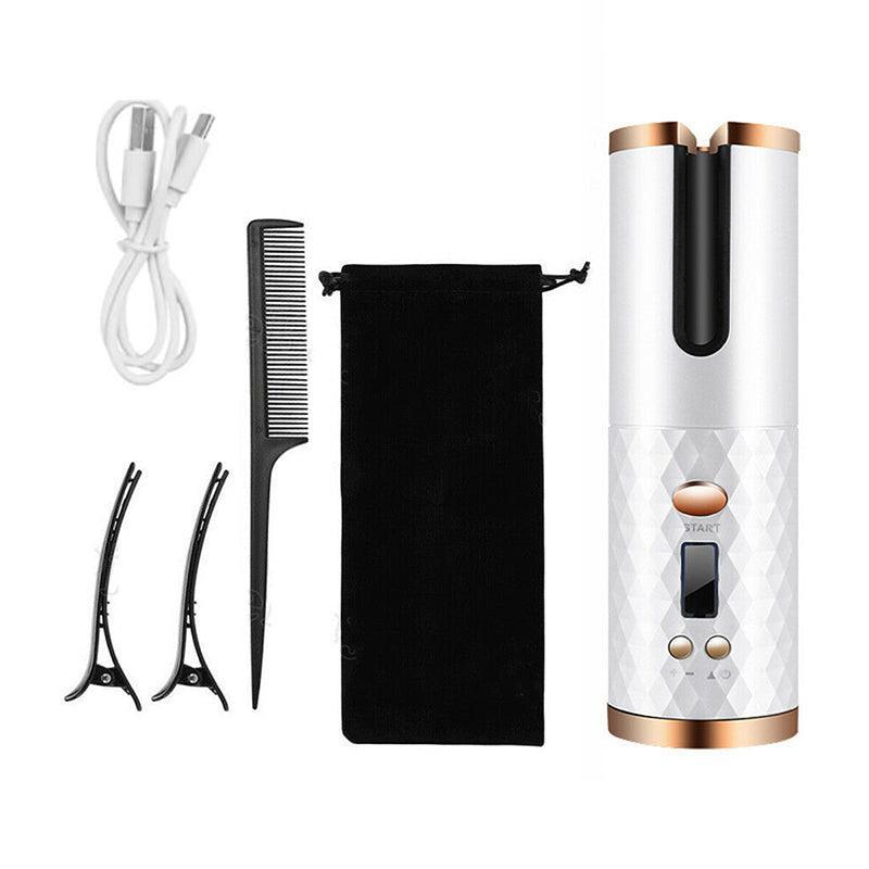 Lcd Cordless Auto Rotating Hair Curler Hair Waver Curling Iron Wireless Ceramic - Colourful