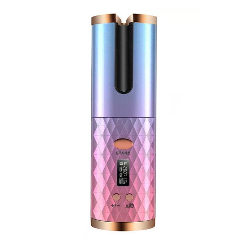 Lcd Cordless Auto Rotating Hair Curler Hair Waver Curling Iron Wireless Ceramic - Colourful