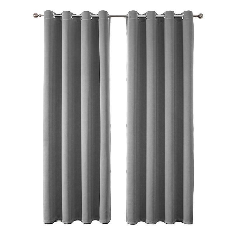 2pcs Semi Blackout Curtain Fabric Solid Colour Home Decor Drapes for Living Room - Red - 132x160cm