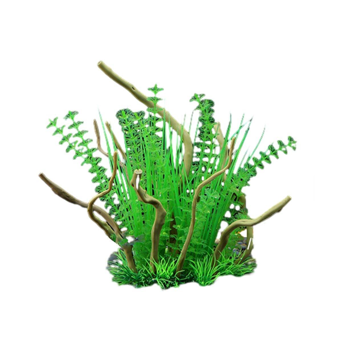 Aquarium Landscaping Decoration Artificial Wood and Plants Fish Tank Ornament - CM2502-Green