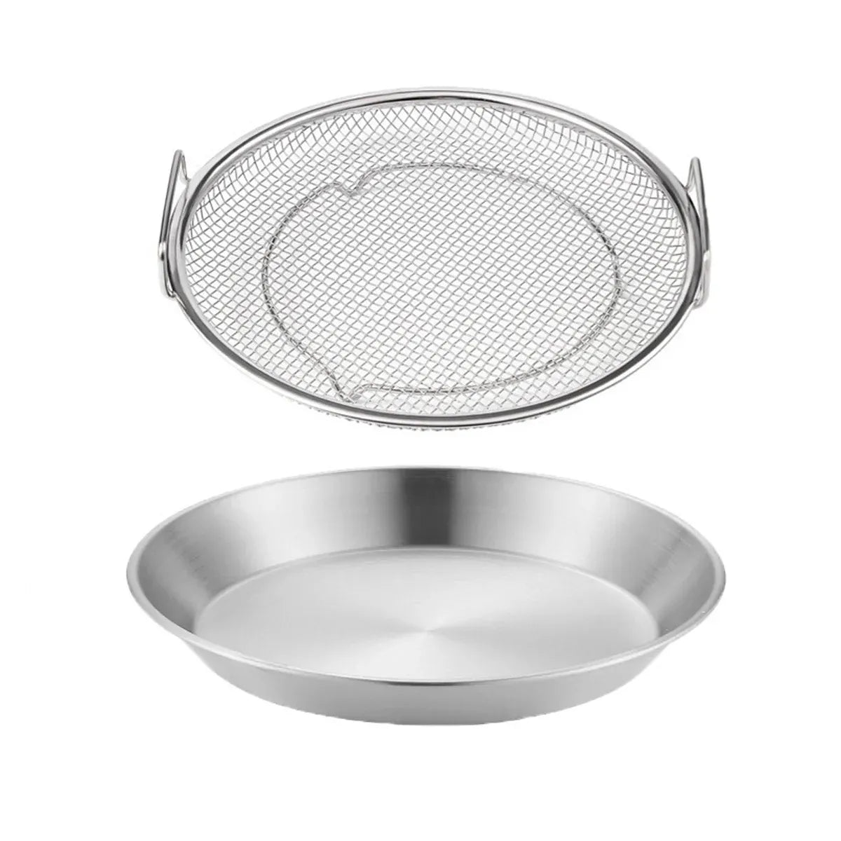 Stainless Steel Frying Skimmer Oil Drain Mesh Rack with Tray 22cm Heat Resistant