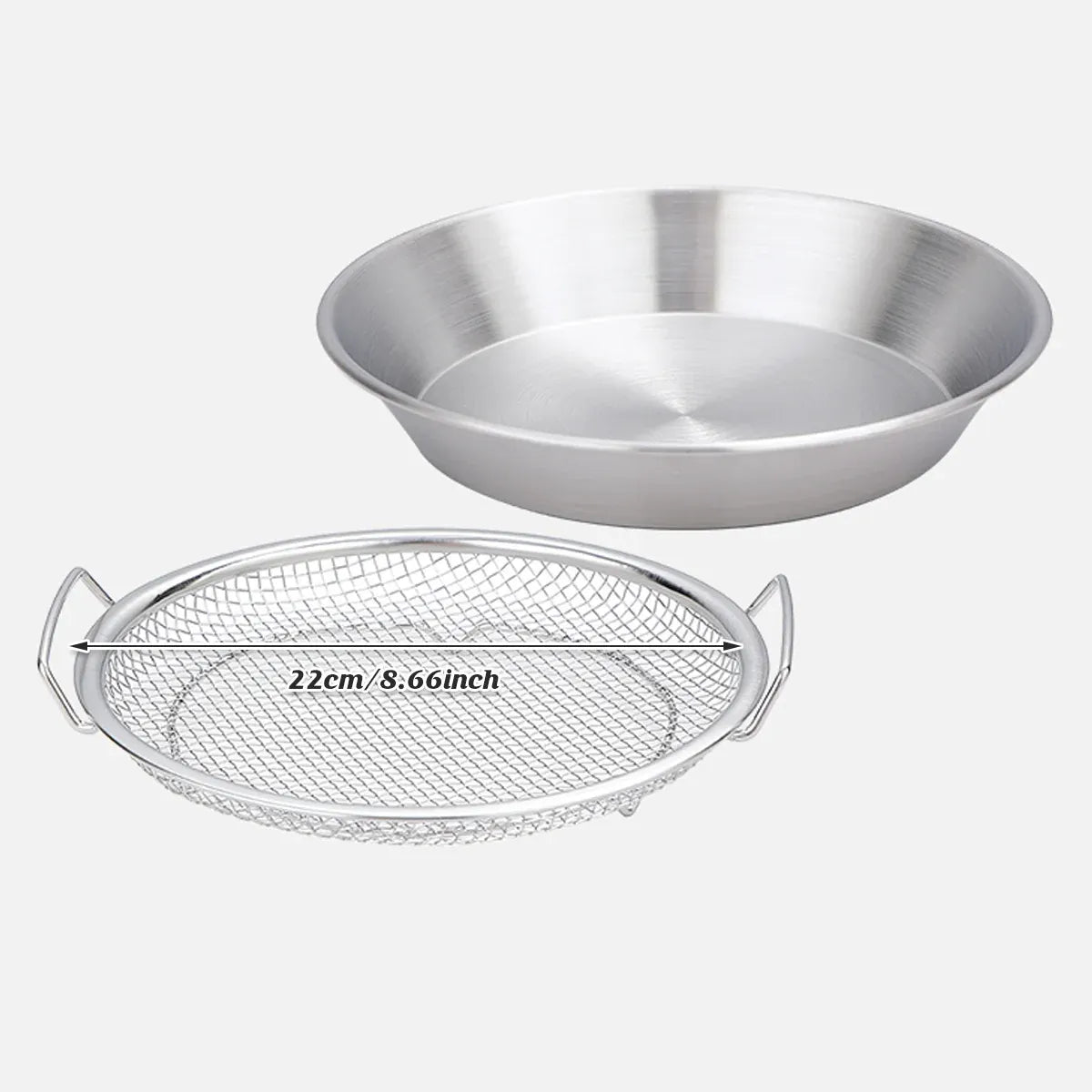 Stainless Steel Frying Skimmer Oil Drain Mesh Rack with Tray 22cm Heat Resistant