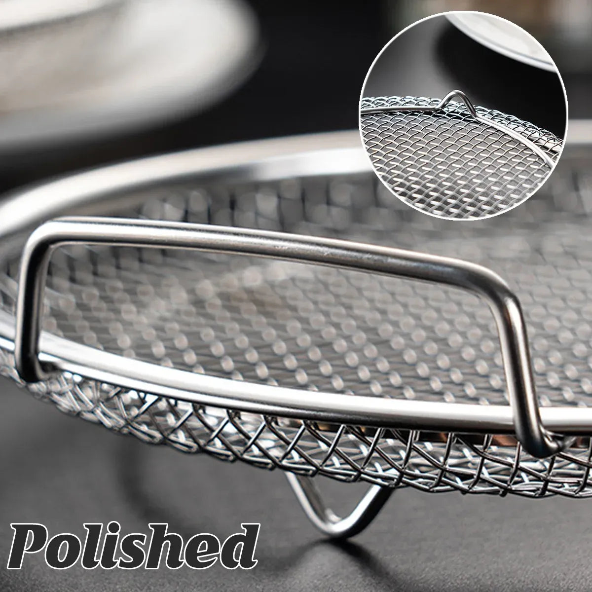 Stainless Steel Frying Skimmer Oil Drain Mesh Rack with Tray 22cm Heat Resistant