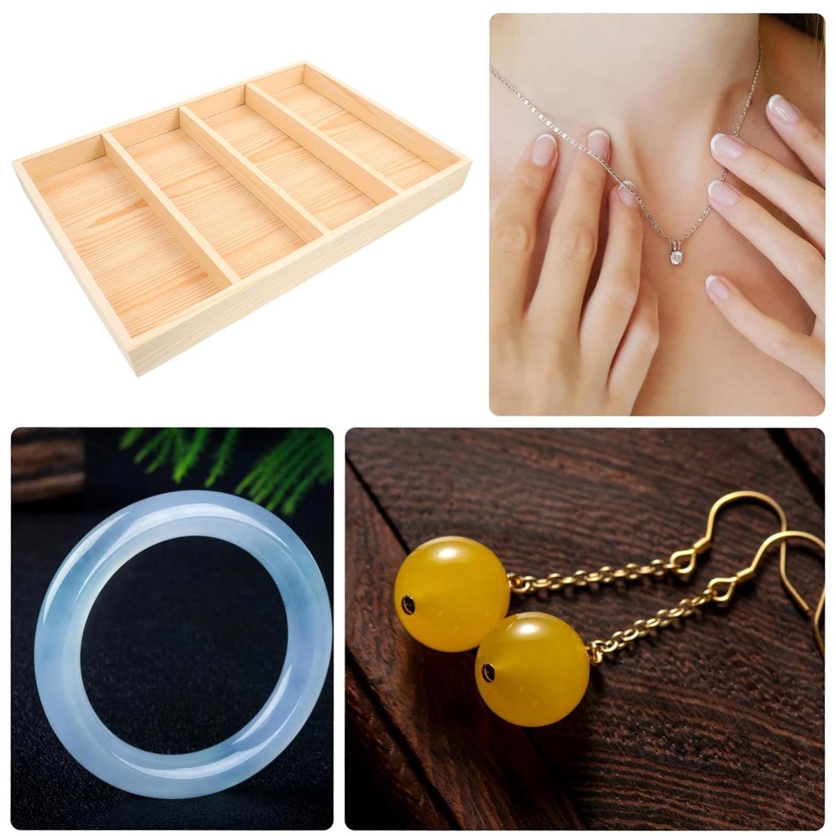 Wooden Jewellery Storage Box Display Tray Organizer for Rings Earrings Necklaces - Twelve Grids