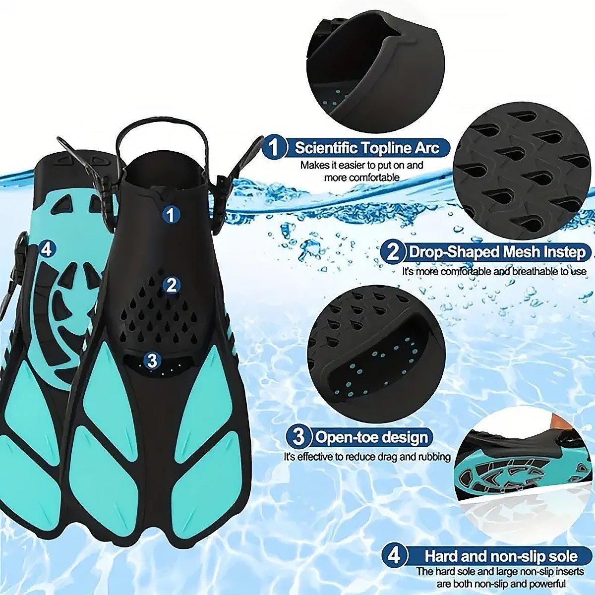 Adjustable Diving Flippers Swim Fins for Snorkeling Freestyle Training Gear - Purple-L/XL