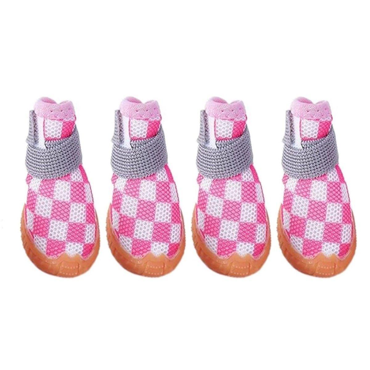 4pcs Breathable Mesh Dog Shoes Small Pets Puppy Paw Protection Summer Boots - Green-4