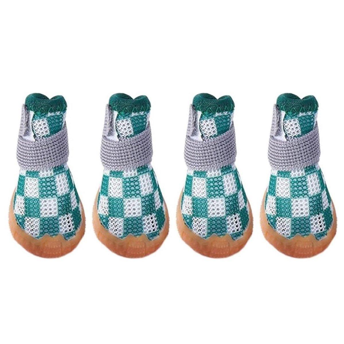 4pcs Breathable Mesh Dog Shoes Small Pets Puppy Paw Protection Summer Boots - Pink-4