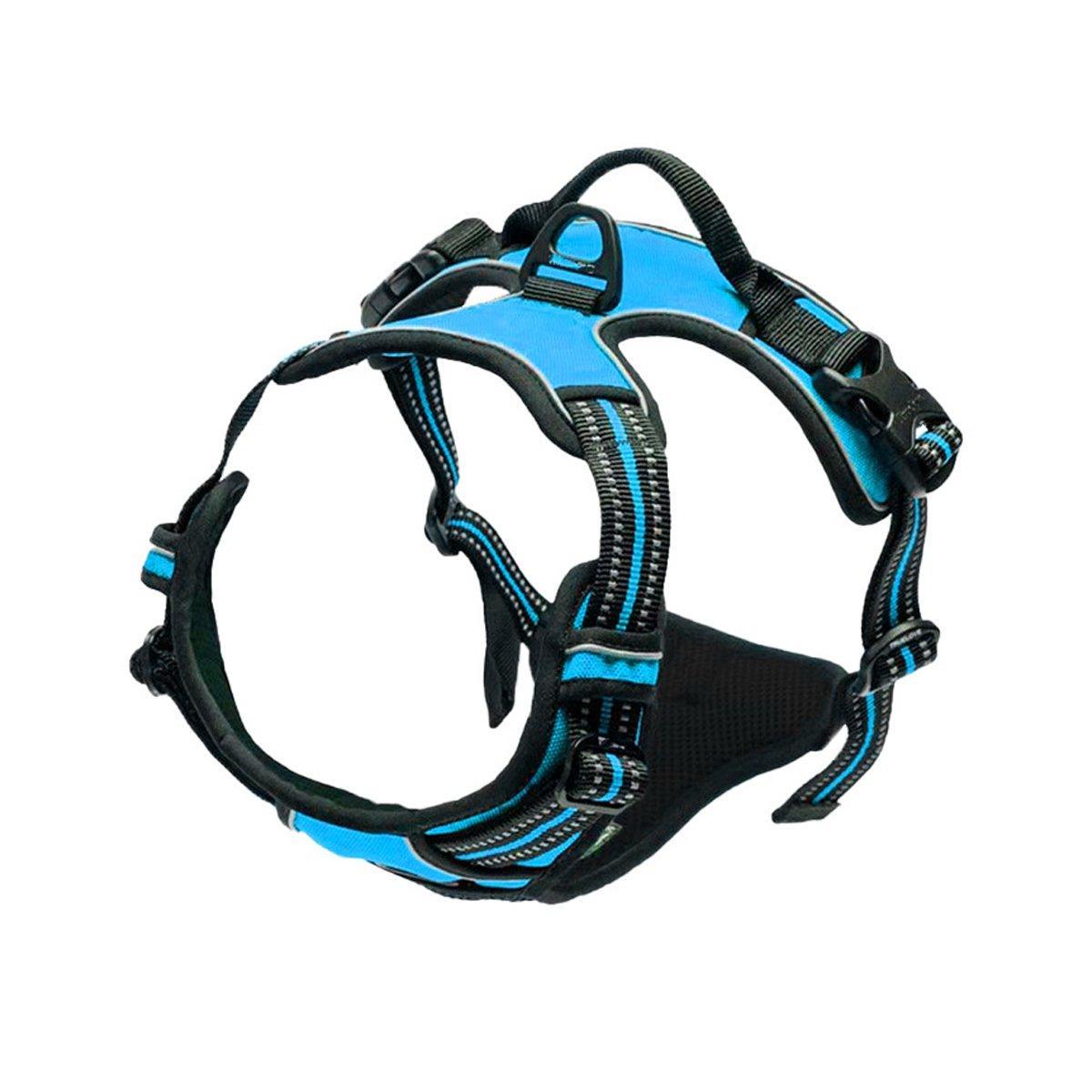 Adjustable No-Pull Dog Harness Vest S-XL Reflective Pet Training Outdoor Handle - Black-S
