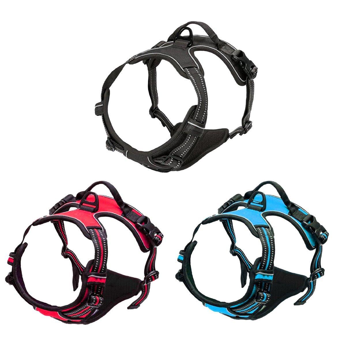 Adjustable No-Pull Dog Harness Vest S-XL Reflective Pet Training Outdoor Handle - Red-XL