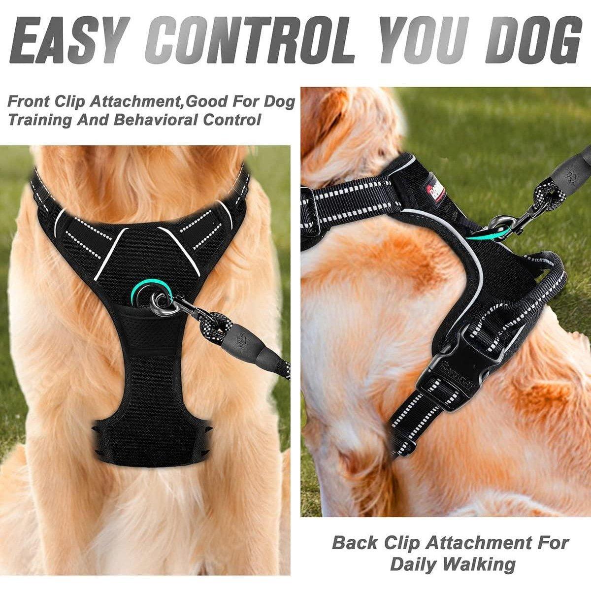 Adjustable No-Pull Dog Harness Vest S-XL Reflective Pet Training Outdoor Handle - Red-XL