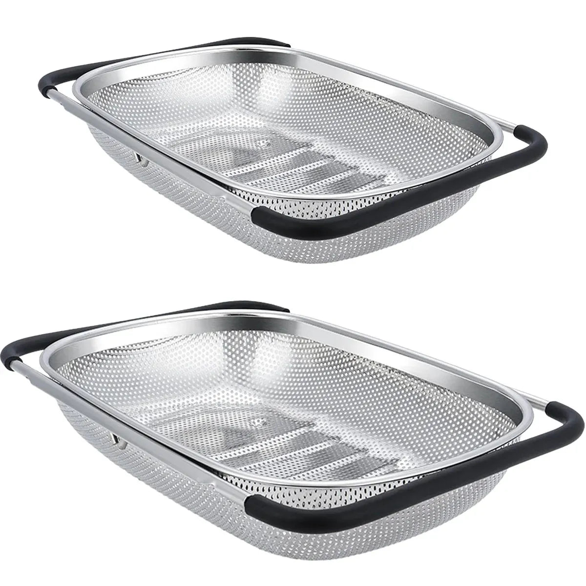 Stainless Steel Sink Basket Vegetable Washer Drain Rack Kitchen Storage Holder - 18x27x8cm