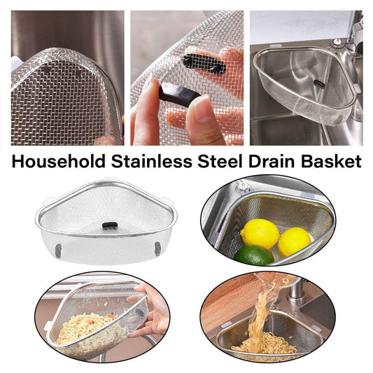 Triangle Sink Strainer Basket Household Kitchen Shelf Leftover Draining Rack
