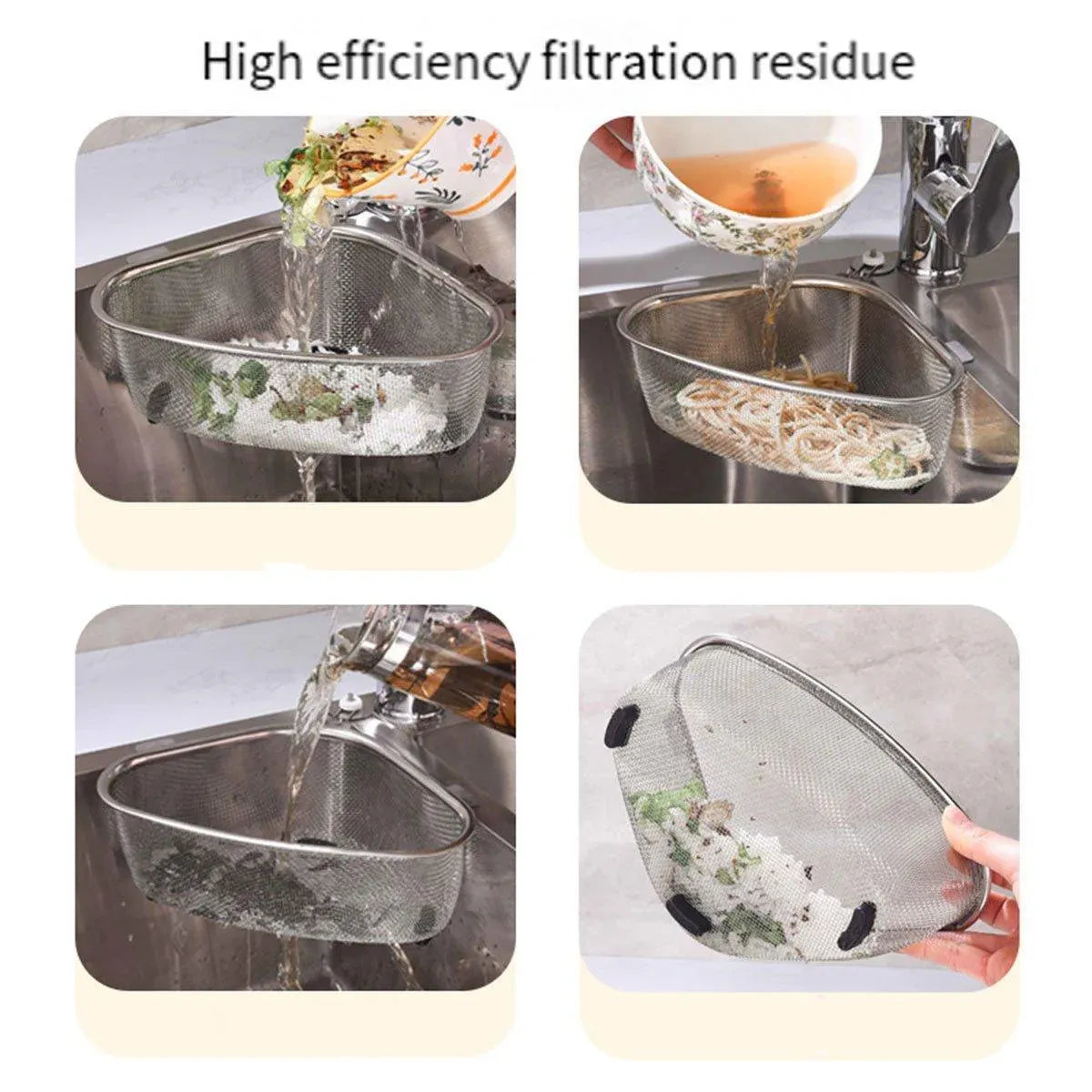 Triangle Sink Strainer Basket Household Kitchen Shelf Leftover Draining Rack