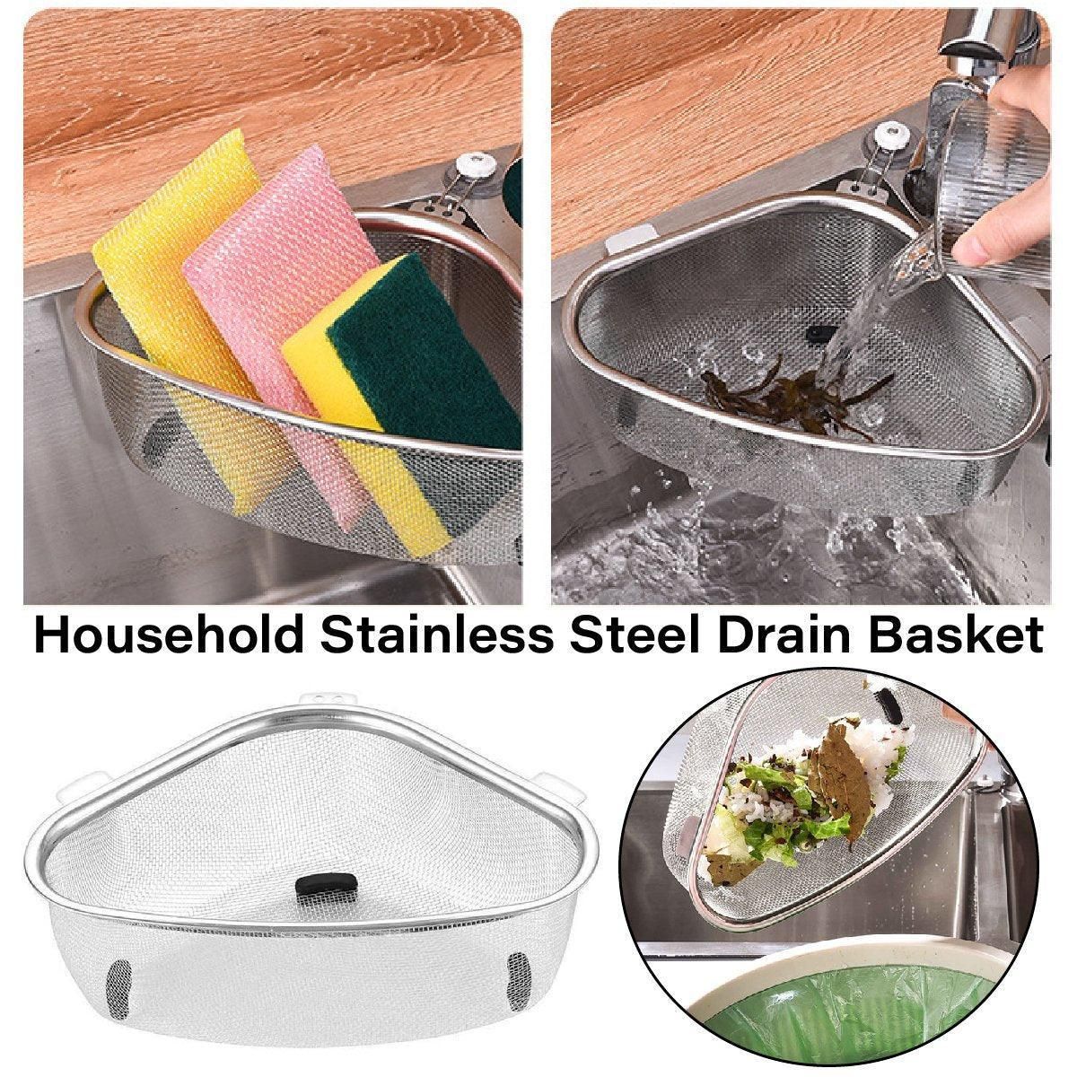 Triangle Sink Strainer Basket Household Kitchen Shelf Leftover Draining Rack