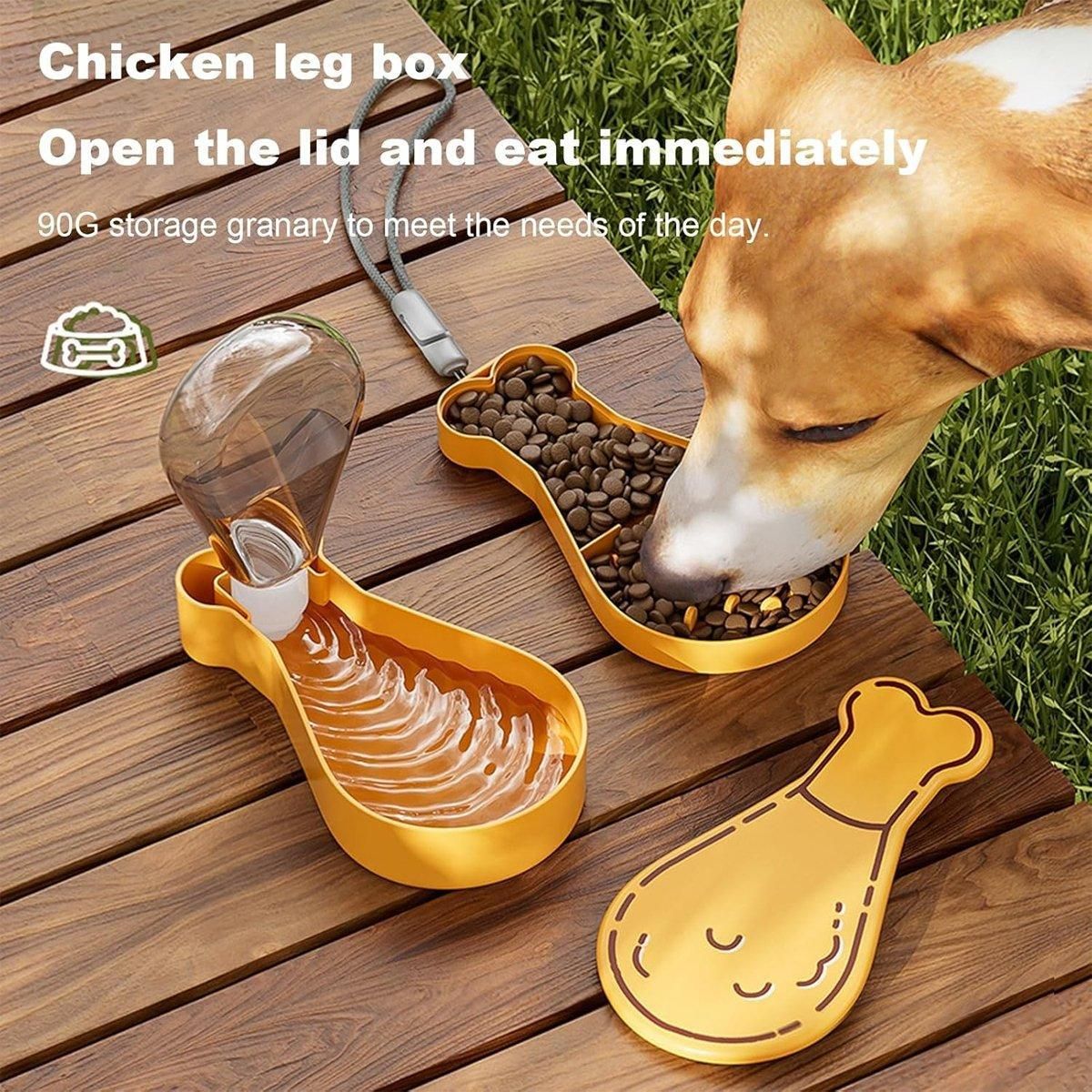 Portable Pet Water Bottle Outdoor Feeder Dual Purpose Drinking Travel Use - Orange