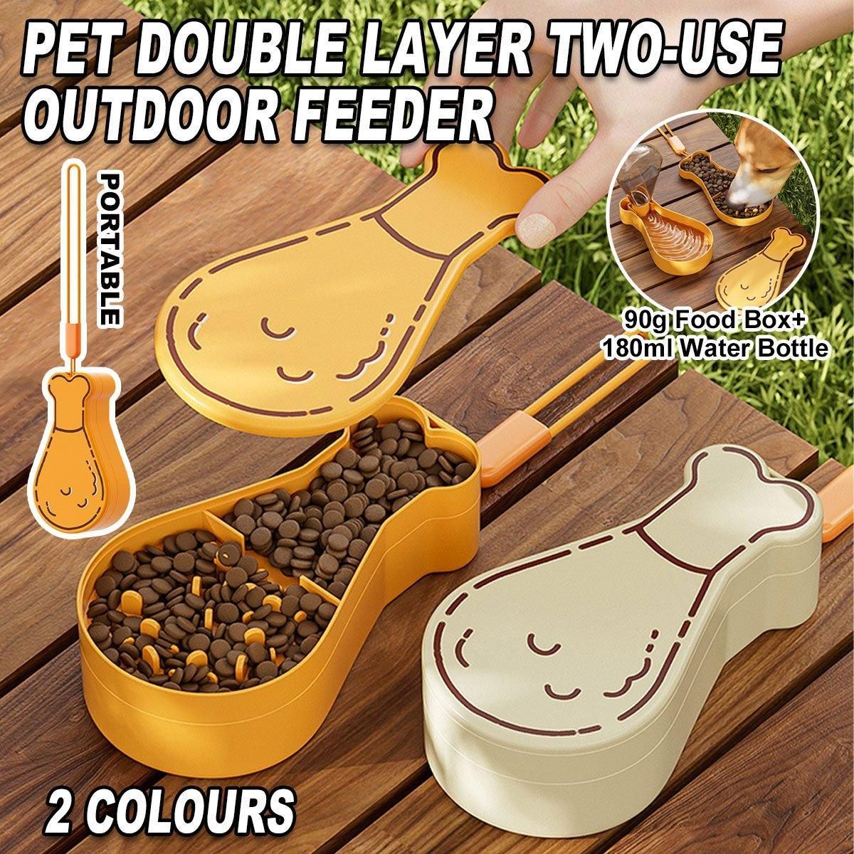 Portable Pet Water Bottle Outdoor Feeder Dual Purpose Drinking Travel Use - Orange