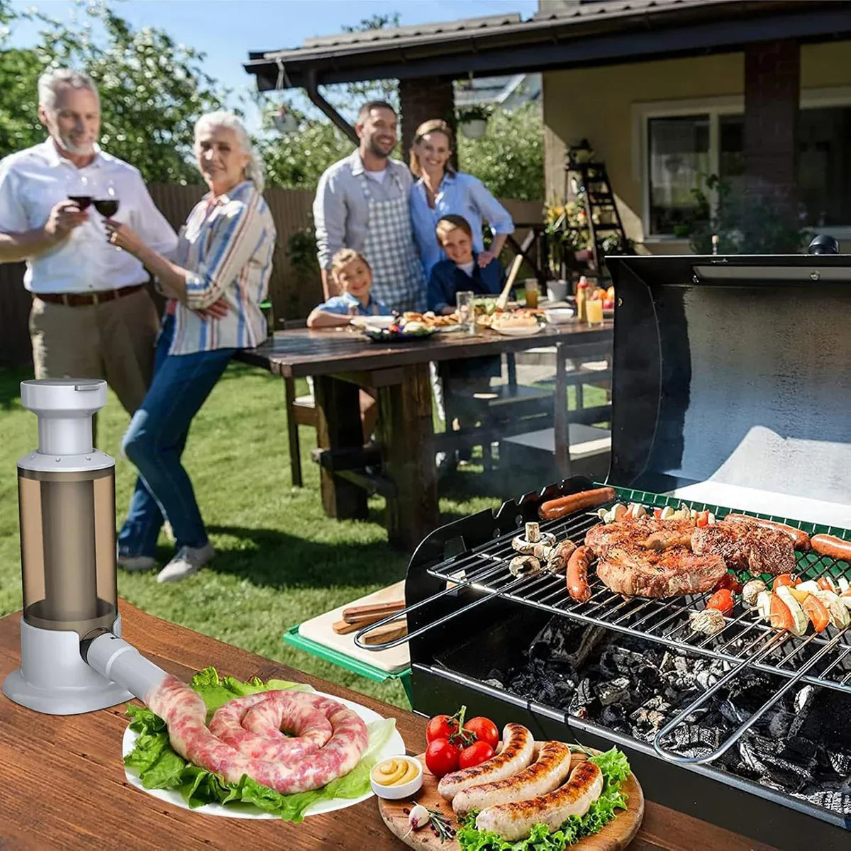 Manual Sausage Stuffer Home Kitchen Meat Filler Tool Sausage Maker Machine - Green