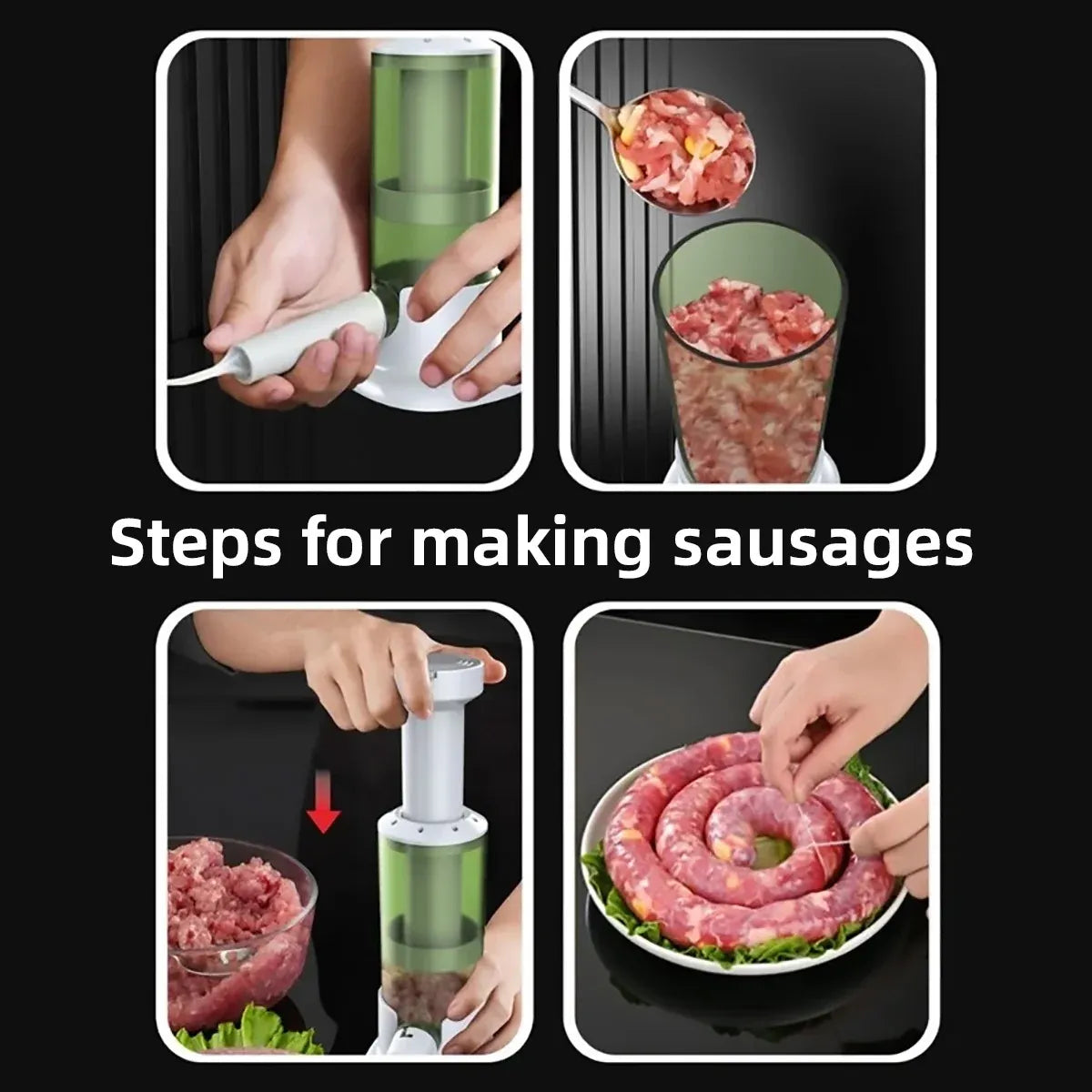Manual Sausage Stuffer Home Kitchen Meat Filler Tool Sausage Maker Machine - Green