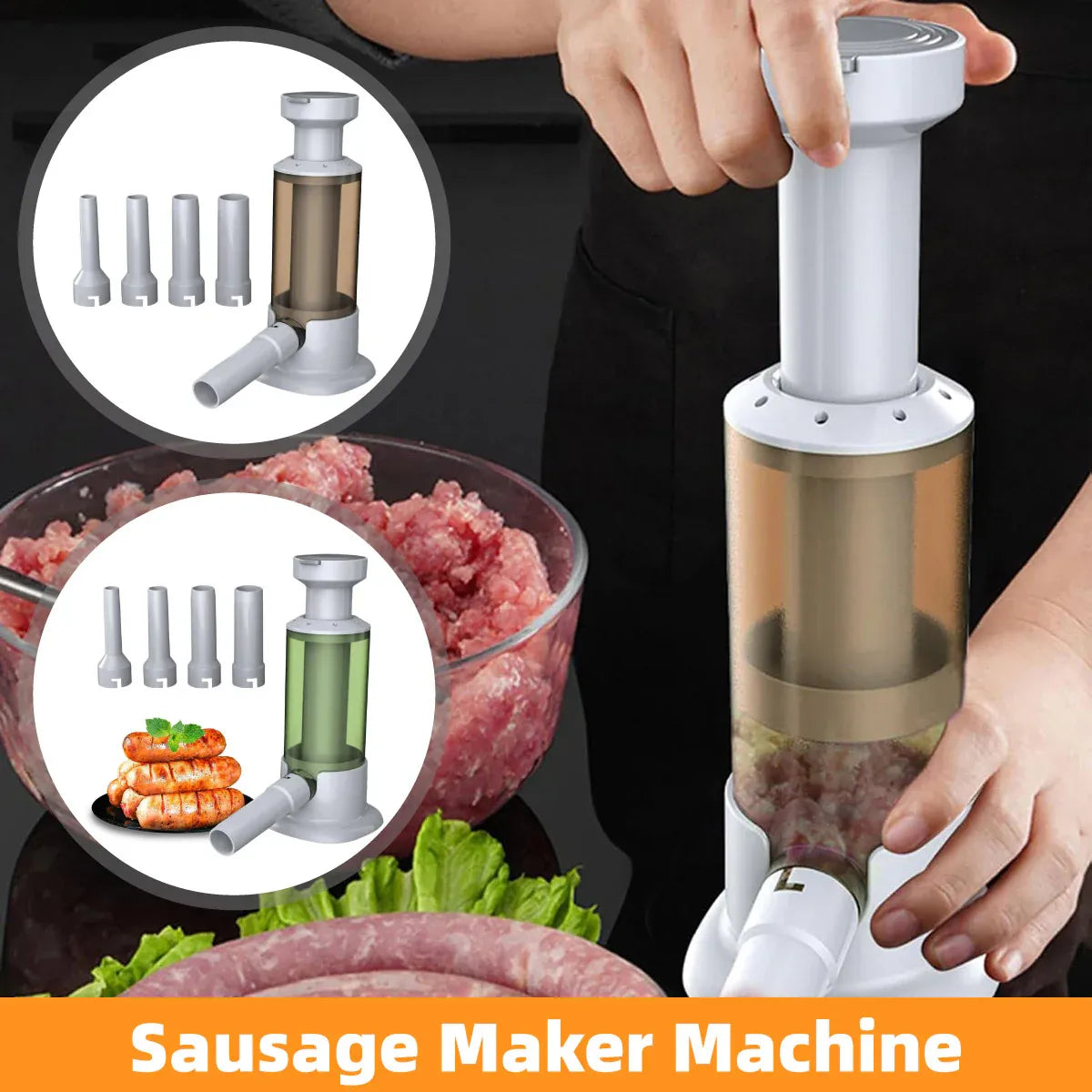 Manual Sausage Stuffer Home Kitchen Meat Filler Tool Sausage Maker Machine - Green