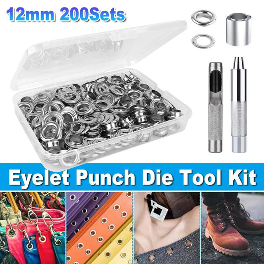 200 Sets 12mm Copper Metal Eyelet Grommet Tent Tarp Tool Tarpaulin Installation