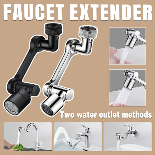 Multifunction Mechanical Arm Faucet Extender Rotatable Sink Tap Adapter Joint - Black