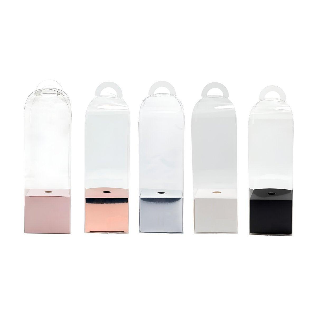 10pcs Bouquet Packaging Transparent PVC Flower Box Portable Floral Gift Boxes - White