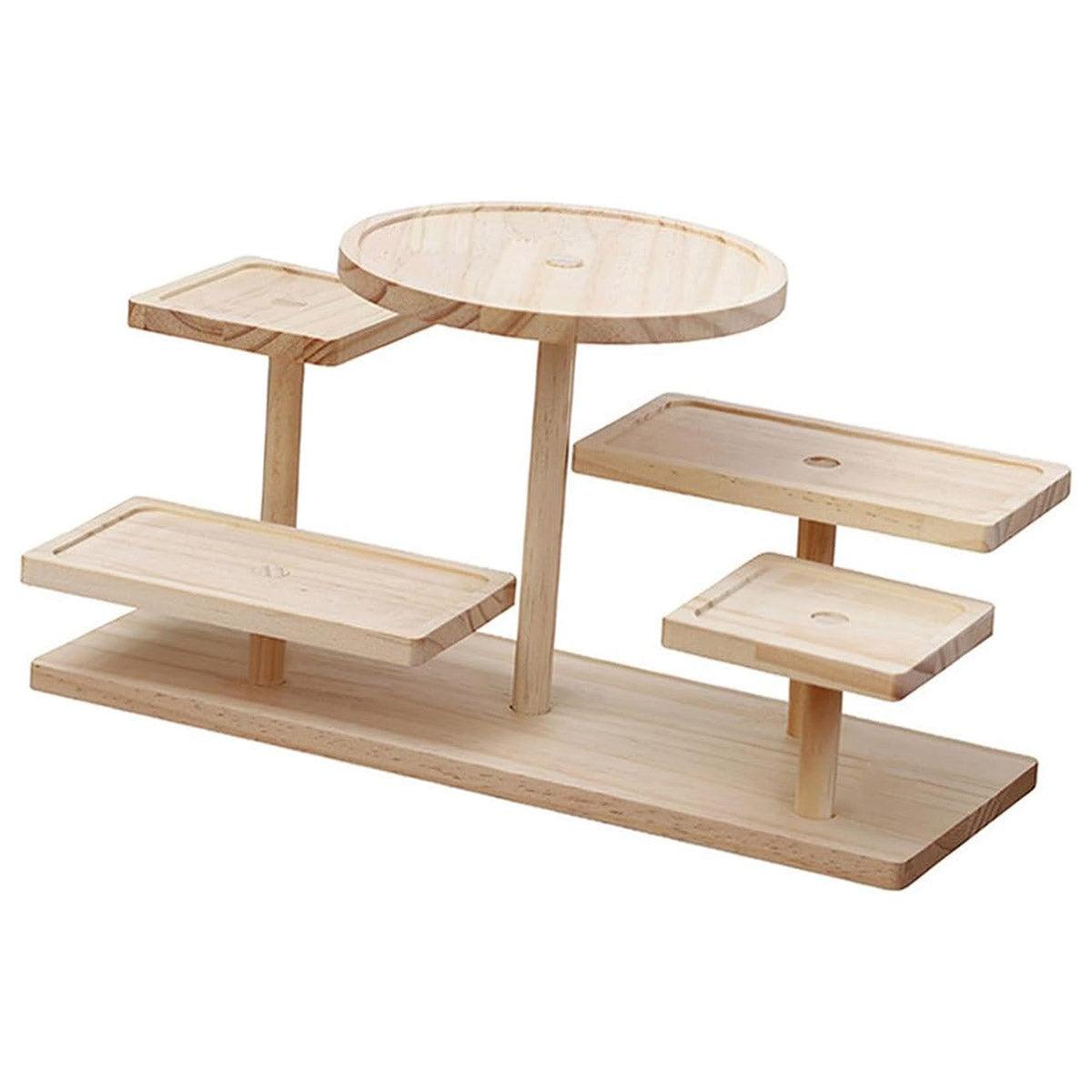 Multi-Tier Wooden Step Shelf Desktop Storage Organizer for Office and Home Use