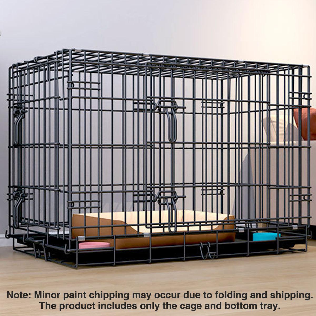 Metal Dog Crate Pet Cage with Divider for Puppies Cats Kennel Indoor Pet House - Small-Blue