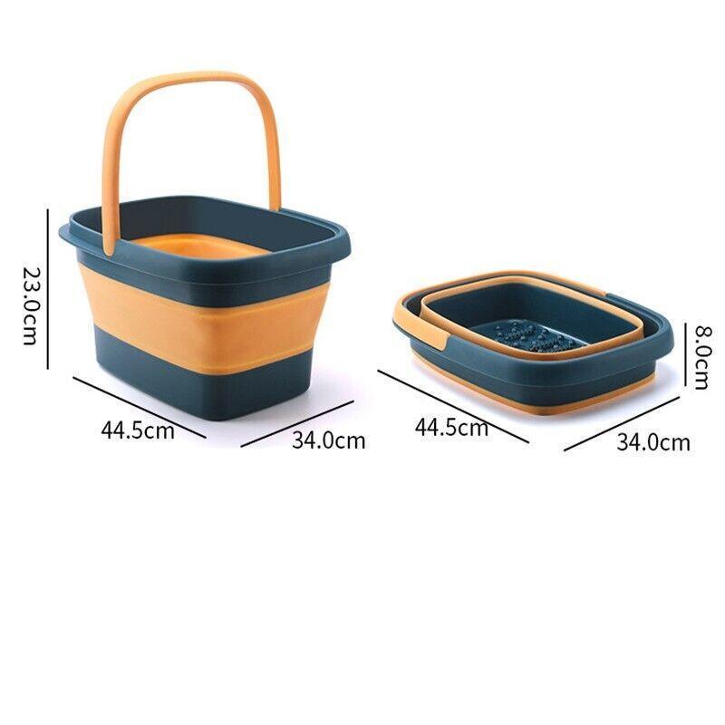 Folding Foot Spa Pedicure Bath Massage Tub Bucket Feet Basin Therapy Luxury - Green