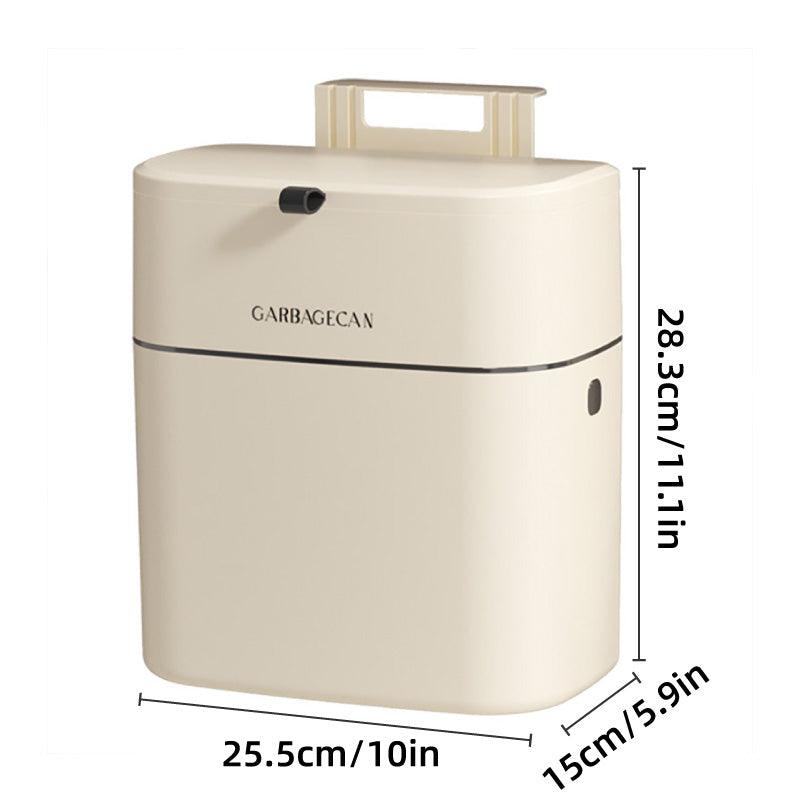Wall Mounted Hanging Waste Bin with Lid Household Cabinet Trash Can Cream White