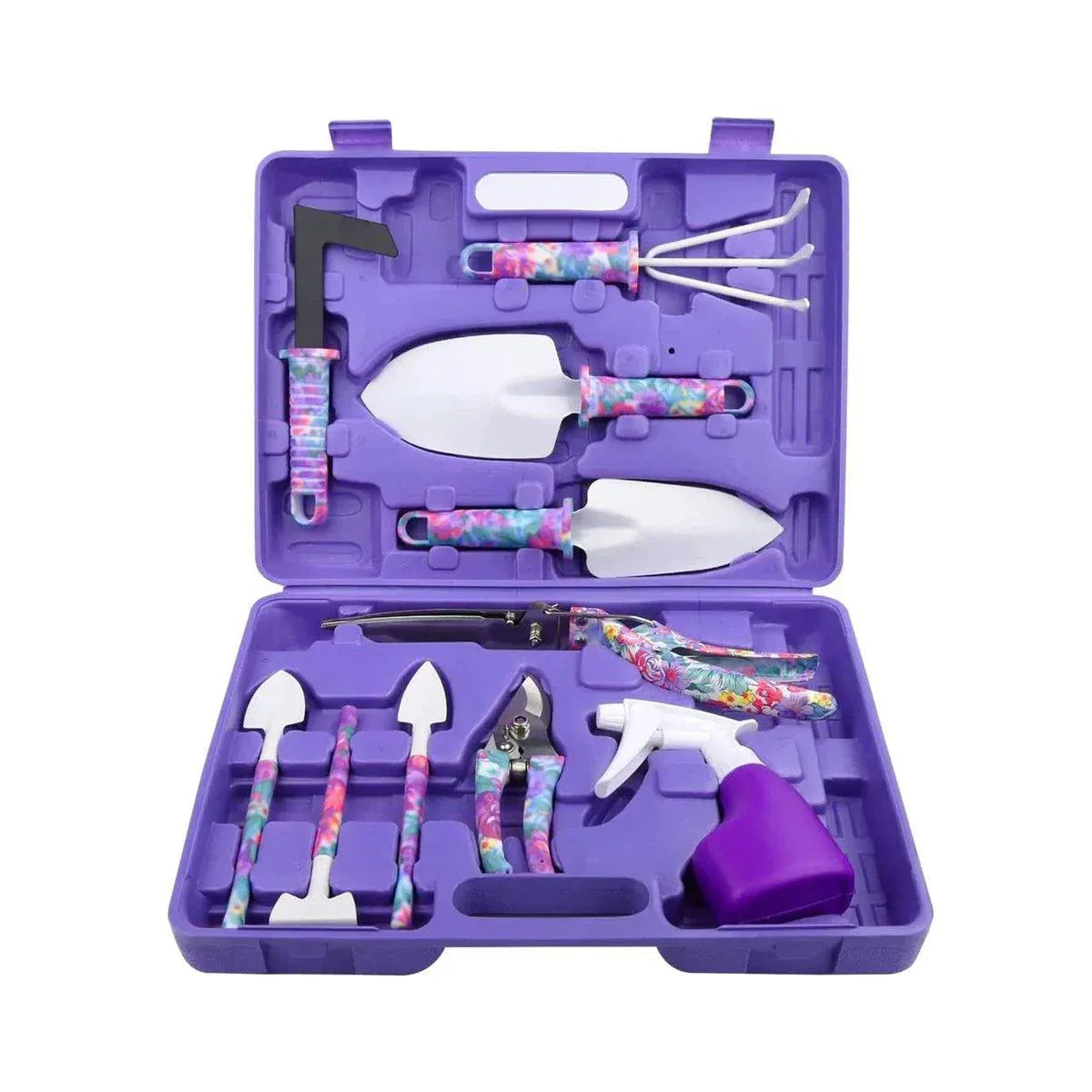 10PCS Garden Tool Kit Shovel Rake Planting Tools Set with Purple Handles Gift