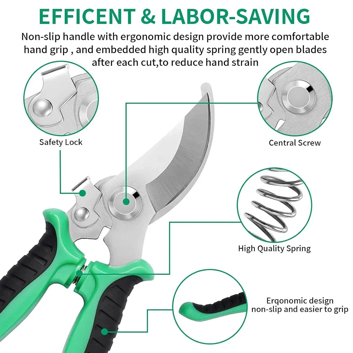 3PCS Stainless Steel Garden Shears Set Multi Function for Pruning Trimming Plants
