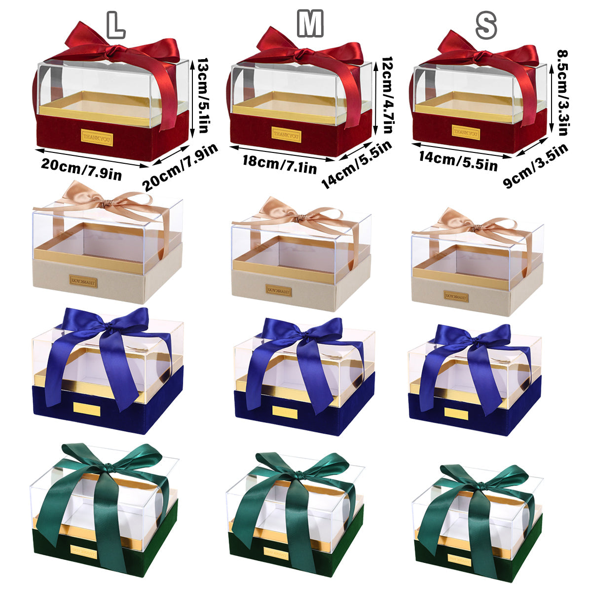 Acrylic Gift Box Clear Souvenir Display Case Bow Storage Container for Packaging - Champagne - L