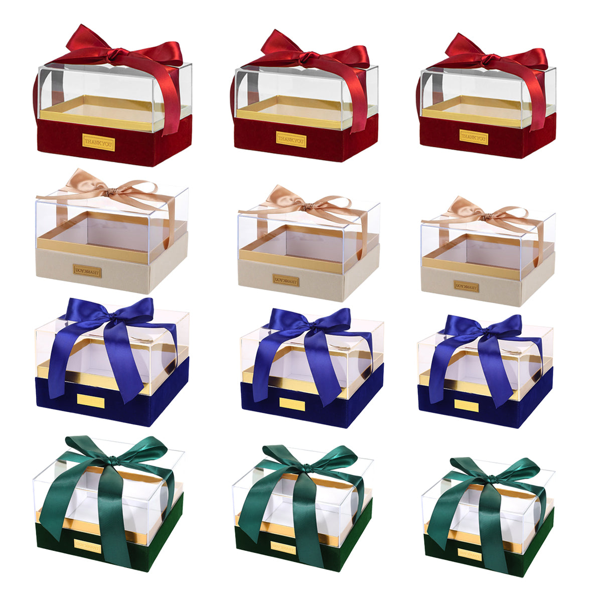 Acrylic Gift Box Clear Souvenir Display Case Bow Storage Container for Packaging - Green - L
