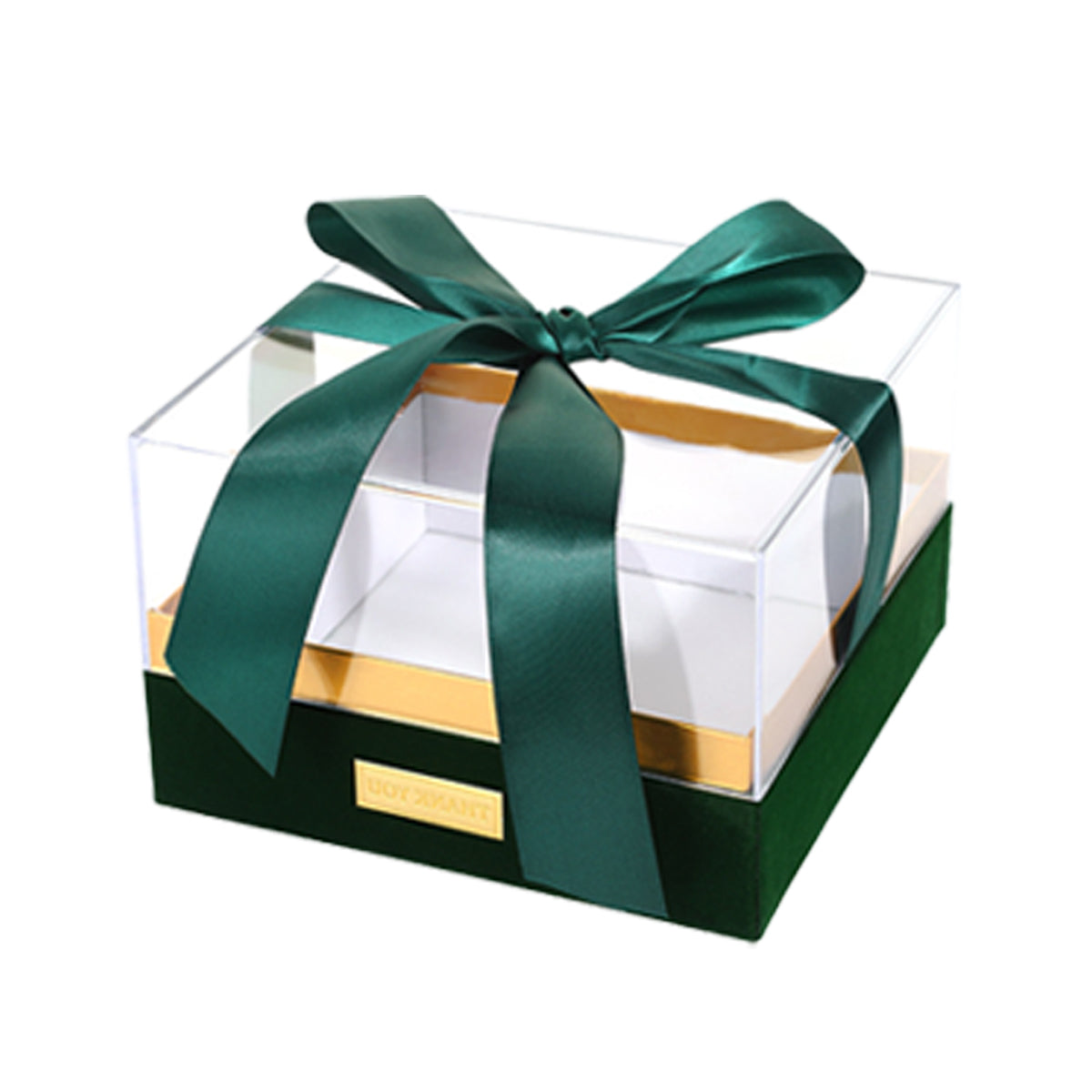Acrylic Gift Box Clear Souvenir Display Case Bow Storage Container for Packaging - Red - L