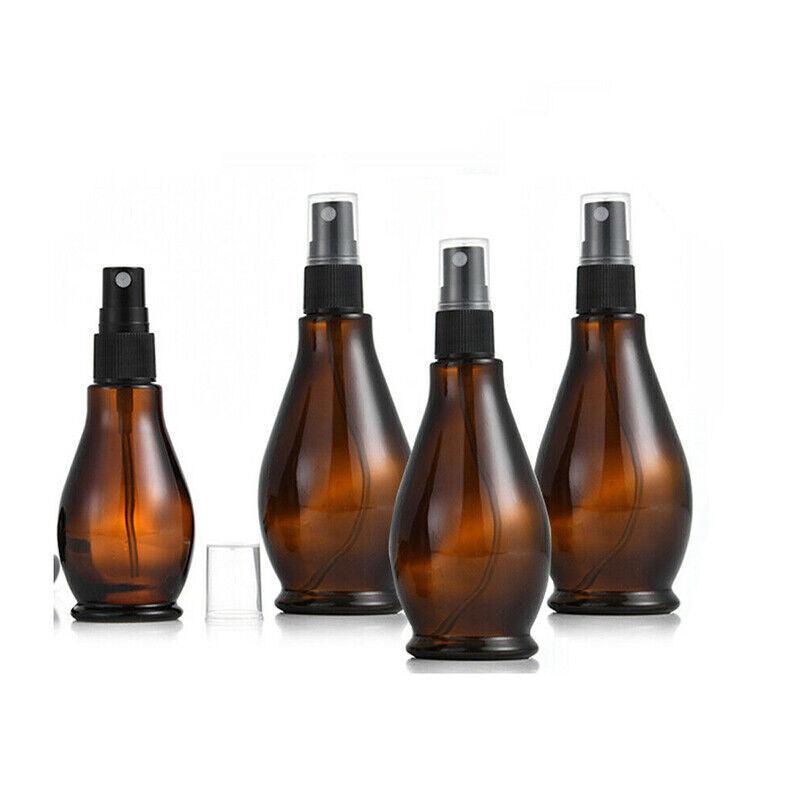 30-100Ml Amber Glass Essential Oil Spray Roller Bottles Mist Sprayer Containers - 100 ML 5PCS