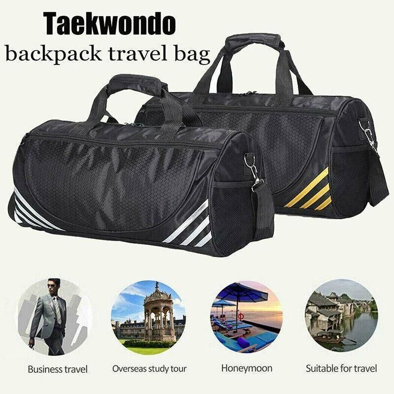 Gym Duffle Bag Waterproof Taekwondo Travel Duffel Bag Outdoor Large Size Black - Black+Siver