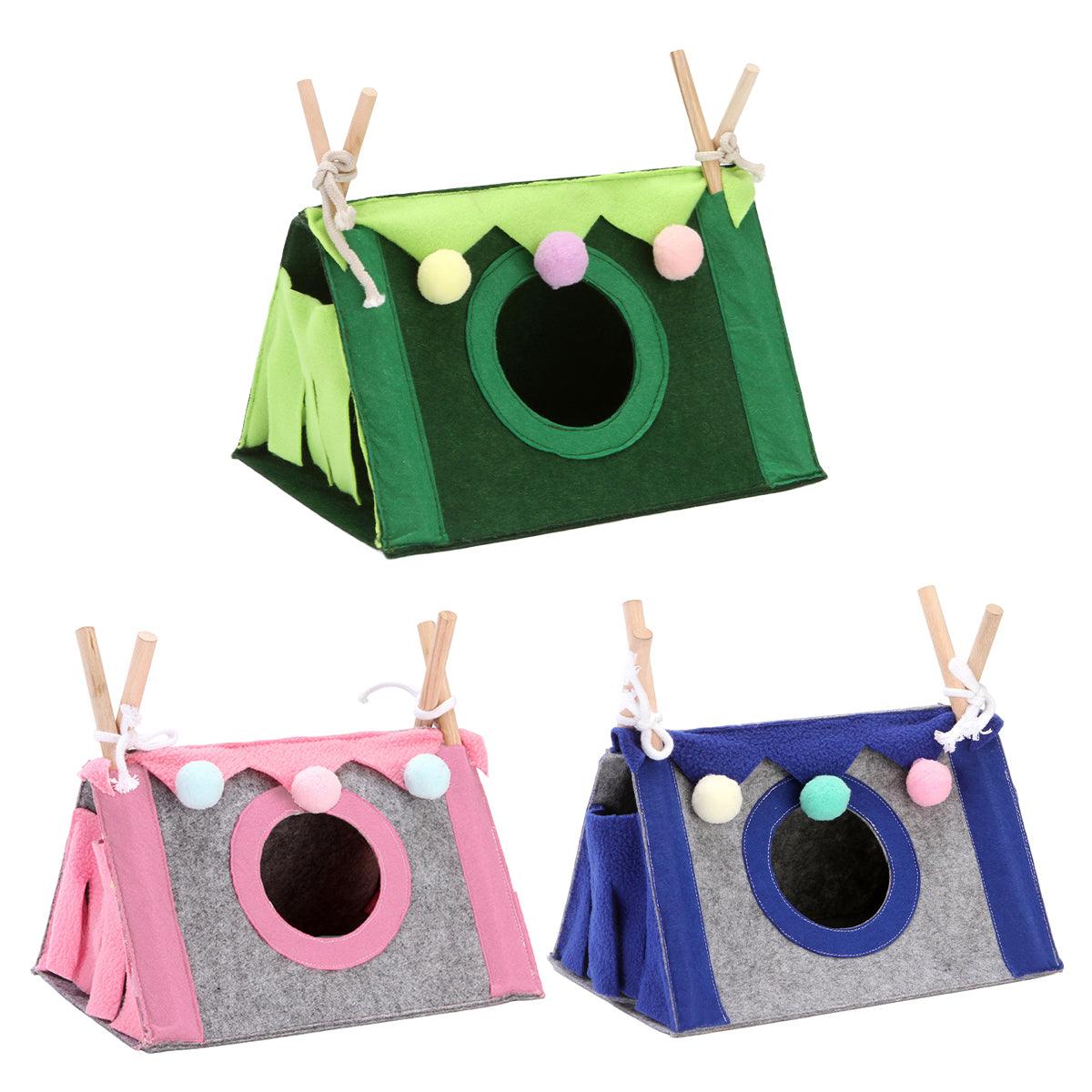 Hamster Tent Small Pet Hideout Pig Possum House Cool Triangle Nest Shelter - Pink