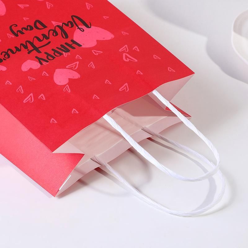 30x Valentines Day Love-Themed Tote Bag Elegant Kraft Paper Handbag Lightweight - Y166