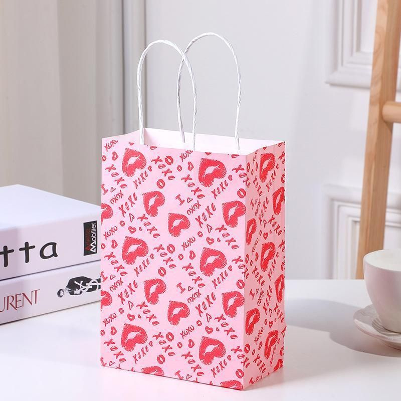 30x Valentines Day Love-Themed Tote Bag Elegant Kraft Paper Handbag Lightweight - Y166
