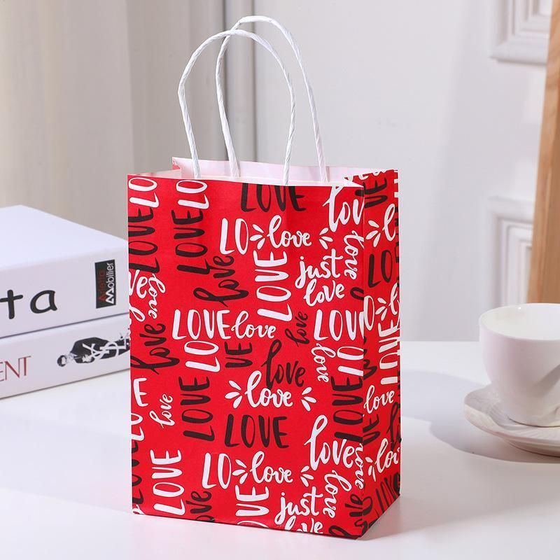 30x Valentines Day Love-Themed Tote Bag Elegant Kraft Paper Handbag Lightweight - Y166