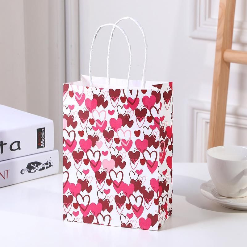 30x Valentines Day Love-Themed Tote Bag Elegant Kraft Paper Handbag Lightweight - Y167