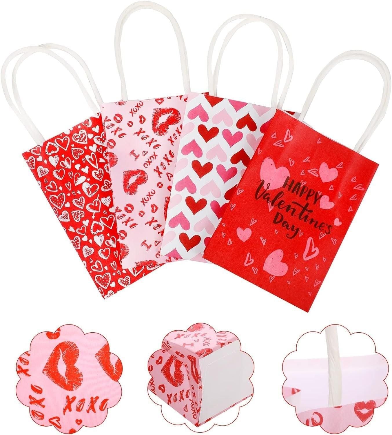 30x Valentines Day Love-Themed Tote Bag Elegant Kraft Paper Handbag Lightweight - Y170
