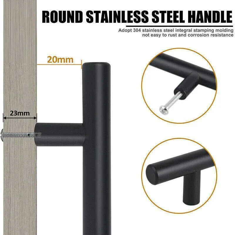 5pcs Silver Kitchen Cabinet Door Handles Stainless Steel Door Drawer Pull T Bar - 500mm/320mm