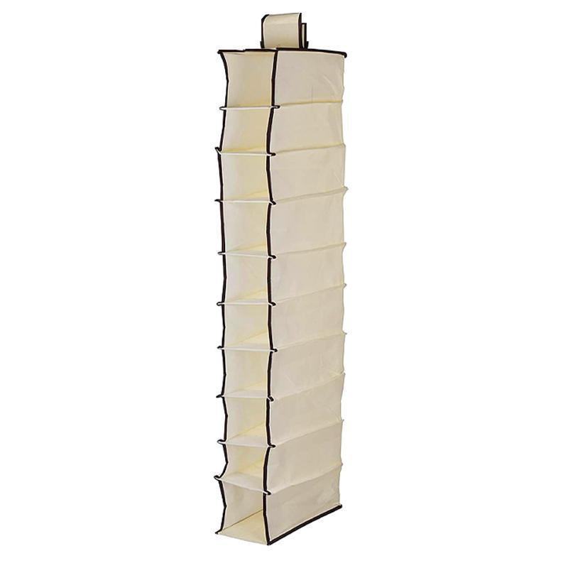 10 Tier Clothes Organiser Wardrobe Hanging Storage Closet Shoes Hanger Bag AU - Beige