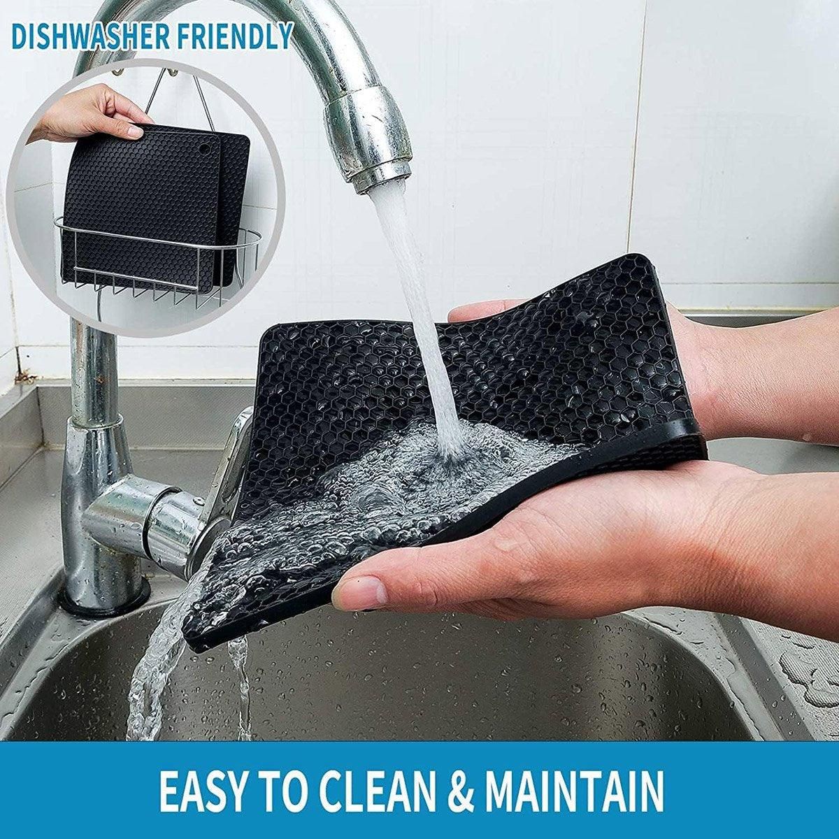 4pcs Silicone Honeycomb Heat Resistant Mats Table Cup Pot Coasters Home Kitchen - Blue