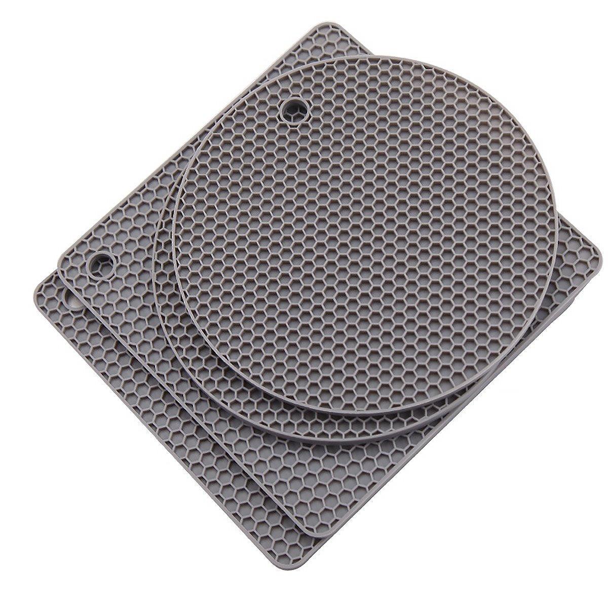 4pcs Silicone Honeycomb Heat Resistant Mats Table Cup Pot Coasters Home Kitchen - Red