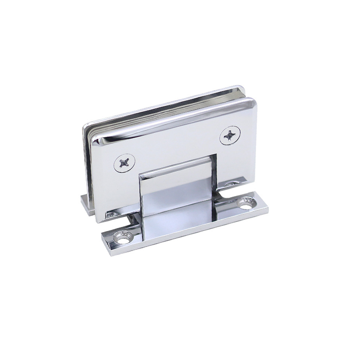 H Shaped 90 Degree Glass Clamp Double Opening Bevel Edge Bathroom Shower Clip - Chrome